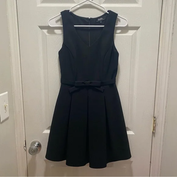 Lulus black mini bow belted detail princess dress FINAL CHANCE - Picture 3 of 6
